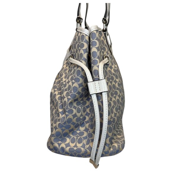 COACH SIGNATURE STRIPE JACQUARD DRAWSTRING CARRYALL (NWT) - Picture 4 of 9